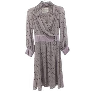 AsKnowAs Sheer Velour Polka Dot Wrap Dress Womens SM Retro Romantic Whimsy